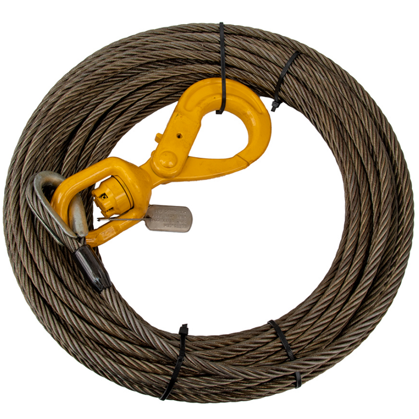 100' Winch Cable W/ Locking Hook (Fiber Core)