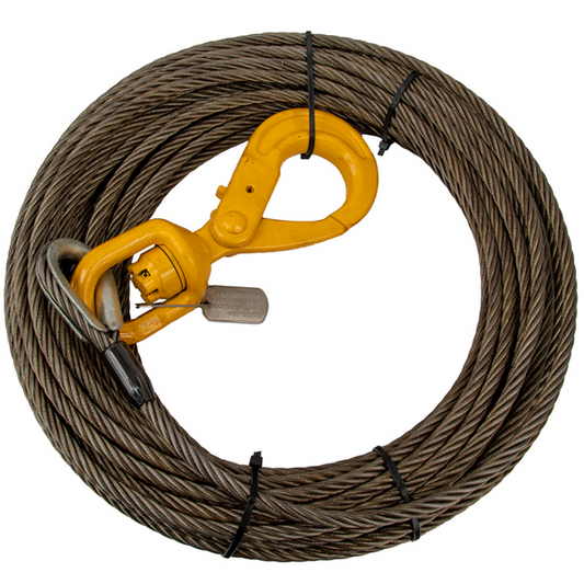 100' Winch Cable W/ Locking Hook (Fiber Core)